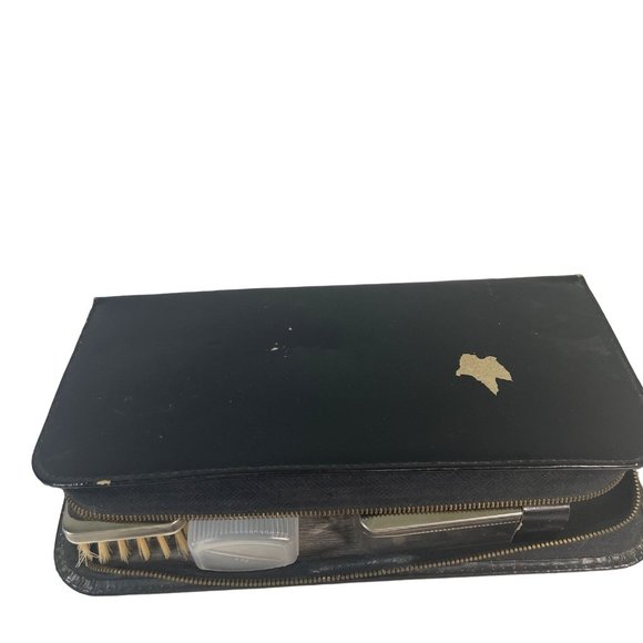 Vintage Mens Travel Toiletry Set Incomplete Case Faux Leather - Picture 7 of 12